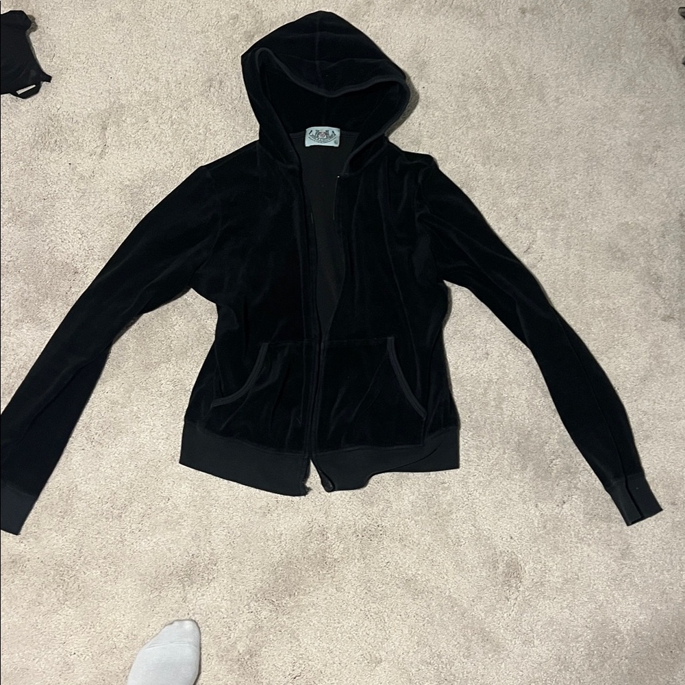 size XL Juicy Black velour vintage Zip-up Sweater - Picture 1 of 3